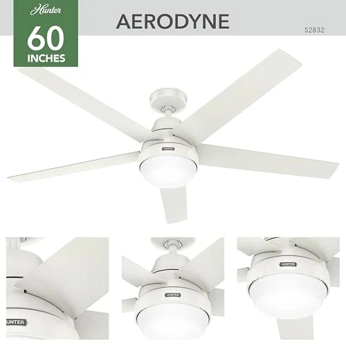 Indoor Ceiling Fan With Light, Remote, 60-inch, Fresh White, Casual-style, Hunter