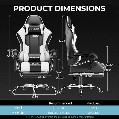 Gaming Chair with Footrest and Lumbar Support — Smart Chairs, GTPLAYER