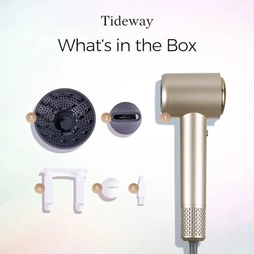 Professional High-Speed Ionic Blow Dryer with Magnetic Diffuser, TIDEWAY