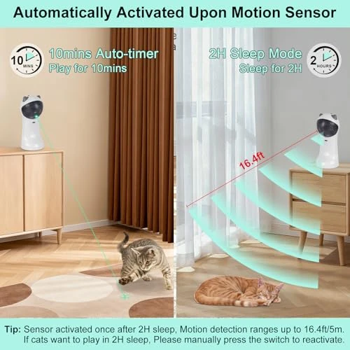 Automatic Motion-Activated Cat Toy with Green Light — Automatic Cat Toy, TBTeek
