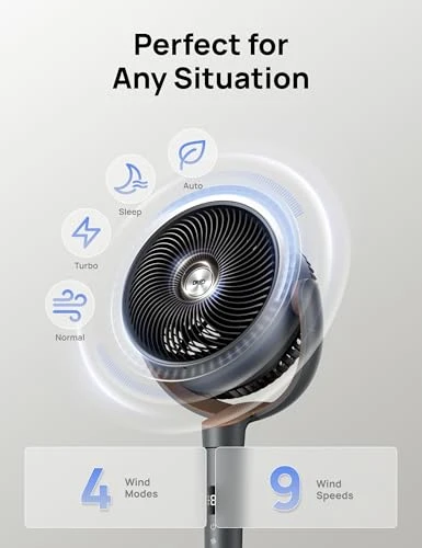 Pedestal Fan with Oscillation and Air Circulation — Smart Fan, Dreo