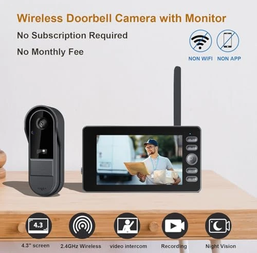 Wireless Video Doorbell with Monitor — Video Doorbell, TKMARS