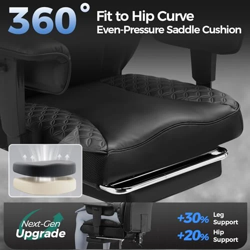 Big and Tall Gaming Chair with Foot Rest, Ergonomic Pocket Spring Lumbar Support, High Back 3D Saddle Shaped Cushion — Smart Chairs, GTRACING