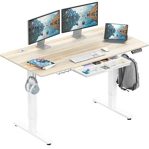 Electric Height Adjustable Standing Desk with Drawer and Memory Preset — Standing Desk, SHW