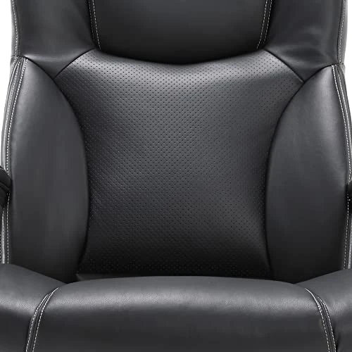 Executive Office Chair with Layered Body Pillows, Contoured Lumbar, Adjustable Seat Height, Bonded Leather — Ergonomic Chair, Serta
