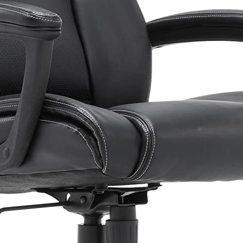 Executive Office Chair with Layered Body Pillows, Contoured Lumbar, Adjustable Seat Height, Bonded Leather — Ergonomic Chair, Serta