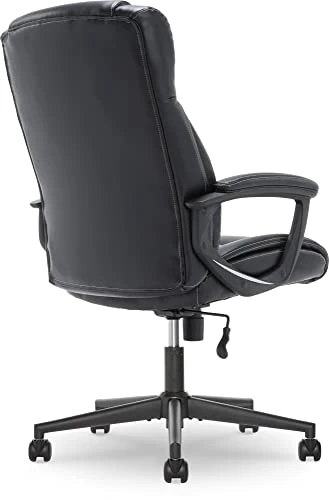 Executive Office Chair with Layered Body Pillows, Contoured Lumbar, Adjustable Seat Height, Bonded Leather — Ergonomic Chair, Serta