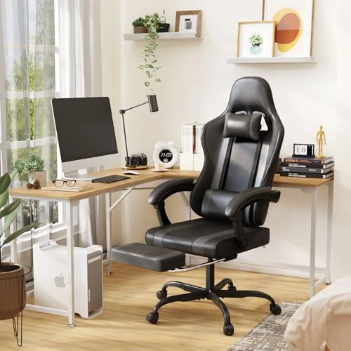 Gaming Chair with Footrest and Massage Lumbar Support — Gaming Chairs, ErgoDesign
