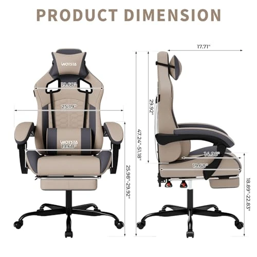 Gaming Chair with Massage and Footrest — Ergonomic Chair, WOTSTA