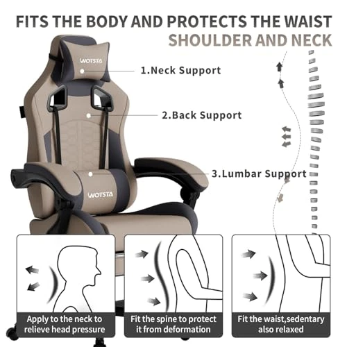 Gaming Chair with Massage and Footrest — Ergonomic Chair, WOTSTA