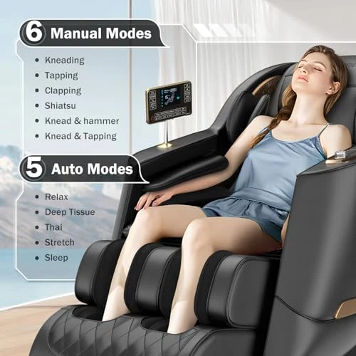 Massage Chair Full Body, Zero Gravity SL-Track Shiatsu Massage Recliner Chair with Body Scan, Airbags, Foot Rollers,... — Beds & Tables, Culanta