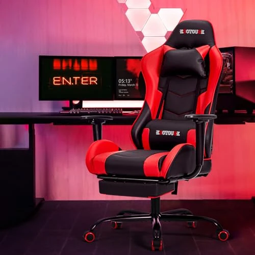 Massage Gaming Chair with Footrest — Ergonomic Chair, ECOTOUGE