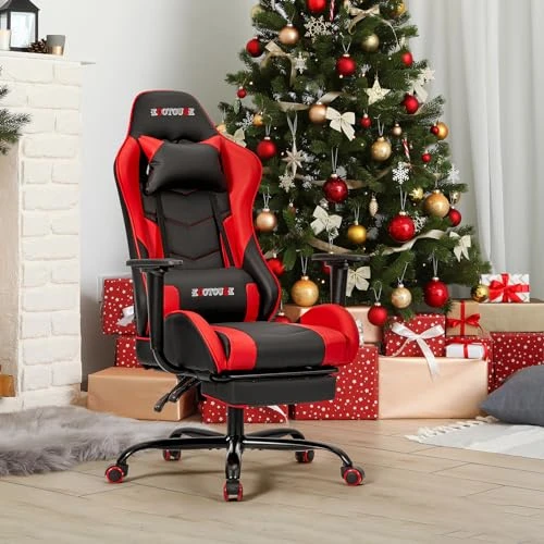 Massage Gaming Chair with Footrest — Ergonomic Chair, ECOTOUGE