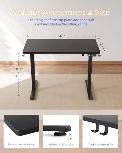One-Piece Low Height Adjustable Desk — Standing Desk, YIHAYO