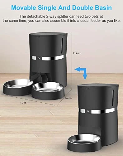 Automatic Pet Feeder with WiFi, App Control, Two-Way Splitter, Two Bowls, Voice Recorder, and Portion Control — Automatic Feeders, WellToBe