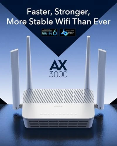 Dual Band WiFi 6 Mesh Router with 5 Gigabit Ethernet Ports, Cudy