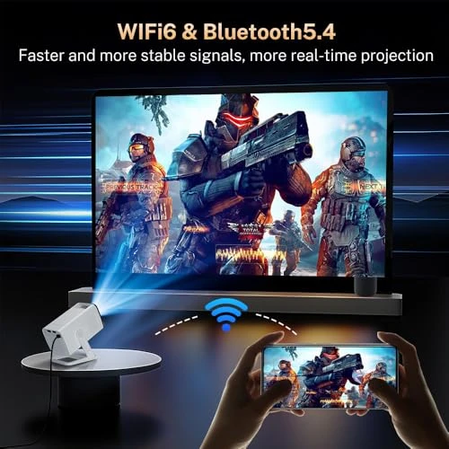Portable Projector with WiFi 6 and Bluetooth 5.4 — Smart Projector, LYNCAST