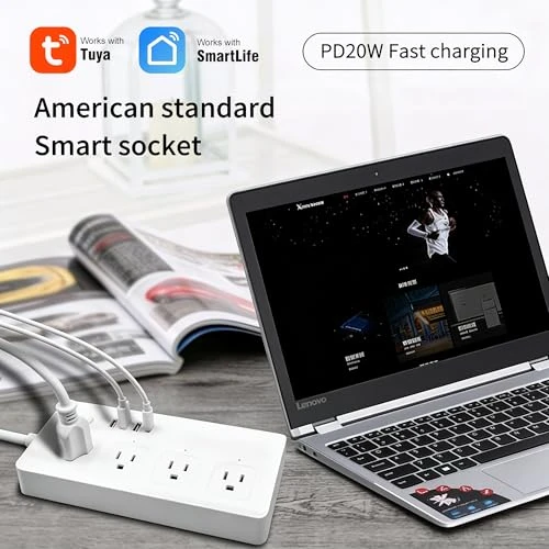 Smart WiFi Power Strip Surge Protector with 4 AC Outlets and 4 USB Ports — Smart Plug, Jinvocloud