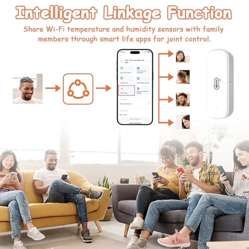 WiFi Hygrometer Thermometer Sensor, Indoor Outdoor Wireless Temperature Humidity Sensor, with Remote Monitor and Alert, JAMHER