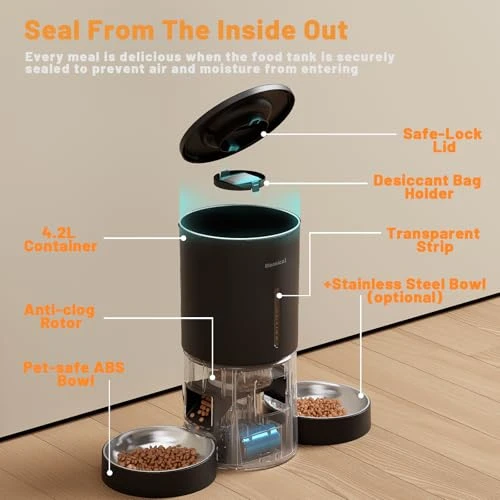 Automatic Cat Feeder with Dual Bowls — Automatic Pet Feeder, Miaosical