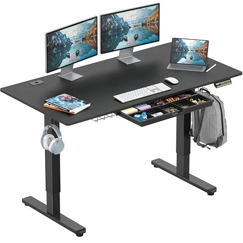 Electric Height Adjustable Standing Desk with Drawer and Memory Preset — Standing Desk, SHW