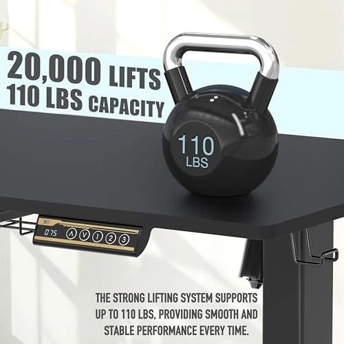 Electric Height Adjustable Standing Desk with Drawer and Memory Preset — Standing Desk, SHW