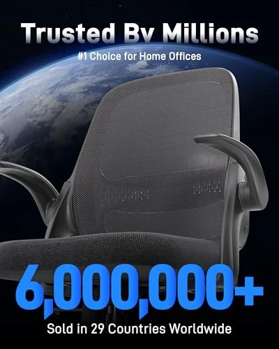 Ergonomic Mesh Office Chair with Flip-Up Arms — Desk Chairs, amseatec