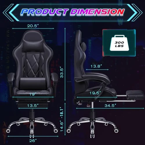 Gaming Chair with Footrest and Massage Lumbar Support — Smart Chairs, Shahoo