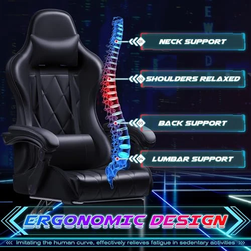 Gaming Chair with Footrest and Massage Lumbar Support — Smart Chairs, Shahoo