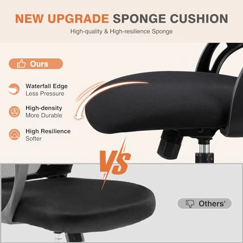 Home Office Managerial Executive Chair, High-Back Mesh with Adjustable Headrest, Flip-up Armrest Comfortable Lumbar... — Ergonomic Chair, Sweetcrispy
