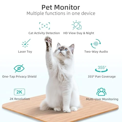 Indoor Pet Camera with Auto-Tracking, Cat Laser, Motion Detection, Night Vision, and 2-Way Audio — Automatic Cat Toy, ASFSKY