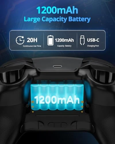 Wireless Controller with Hall Joysticks, Programmable Buttons, and RGB Lighting, Boowen