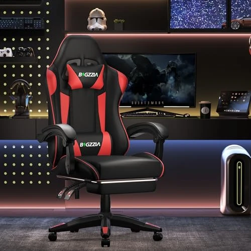Gaming Chair with Footrest and Massage Lumbar Support — Smart Chairs, Bigzzia