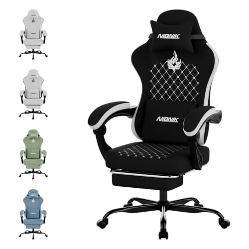 Gaming Chair with Massage, Ergonomic Design, Footrest, Headrest, and Lumbar Support — Ergonomic Chair, NIONIK