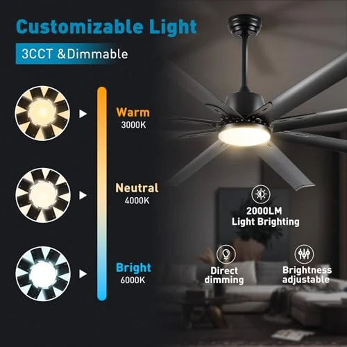 Industrial Smart Ceiling Fan with Light and Remote Control — Smart Fan, Minislak
