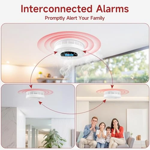 Interconnected Smoke Detectors and Carbon Monoxide Alarm 3-Pack, WUZETIAN