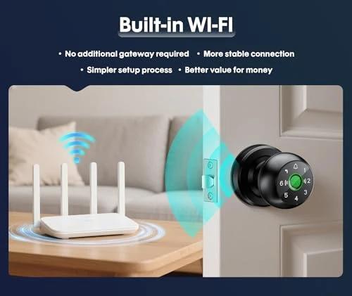 WiFi Smart Fingerprint Door Knob Lock with Keypad — Smart Lock, Swikitec