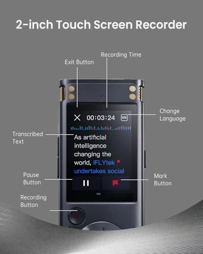 AI Voice Recorder with Playback and Transcription — Translator Device, iFLYTEK