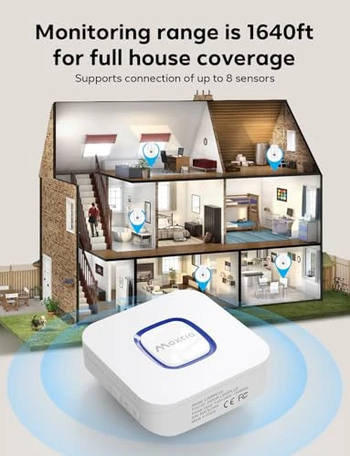 Wi-Fi Water Leak Detector 4 Pack — Water Shut Off Valve, Maxcio