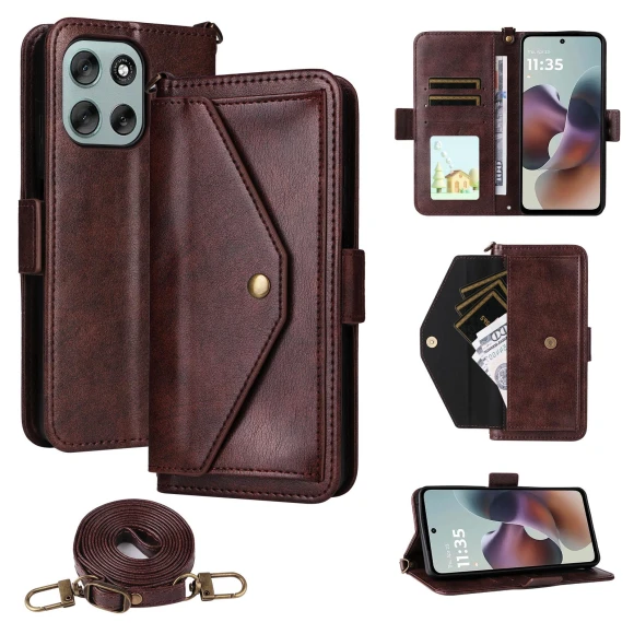 Leather Case with Magnetic Closure, Wallet Stand, Shoulder Strap, Smartwatch 2025