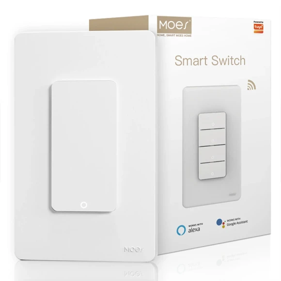 Smart WiFi Wall-mounted Switch with Timing Function, Remote APP Control, and Voice Control — Smart Plug, MoesHouse