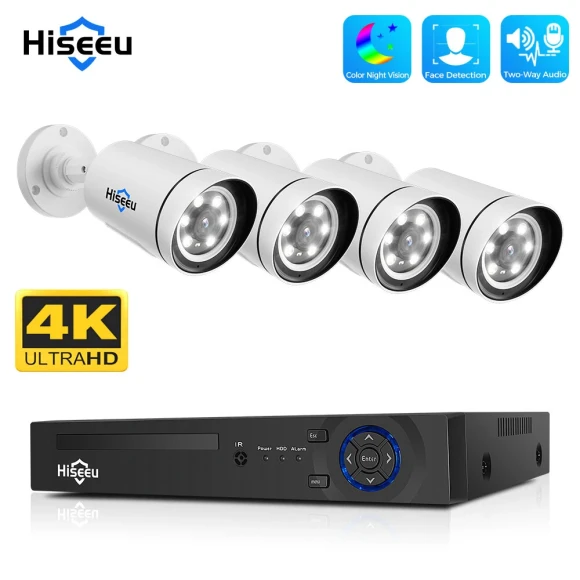 4K UHD PoE Security Camera Kit with Color Night Vision and Two-way Audio — Security Camera, Hiseeu