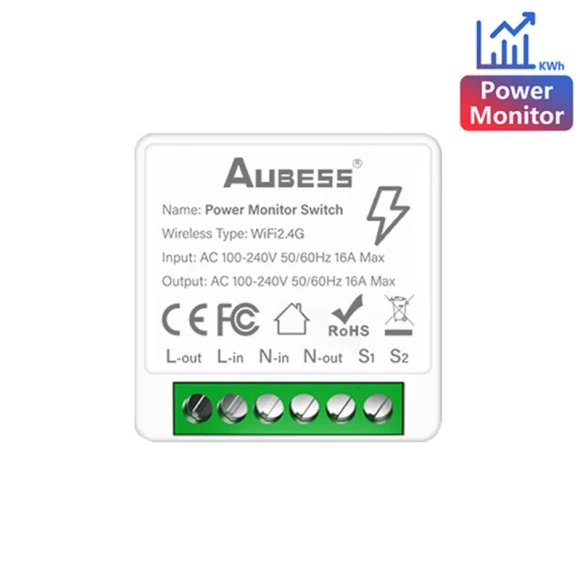Wi-Fi Power Monitor Switch — Smart Plug, AUBESS