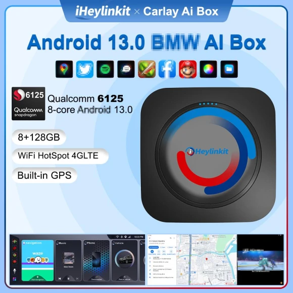 Wireless Android Auto Smart Box — Car Infotainment System, Rainbow Rain