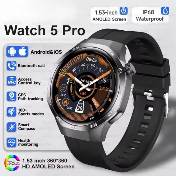 Smartwatch with AMOLED Display, NFC, GPS, and Bluetooth — Smart Watch, JT-Online