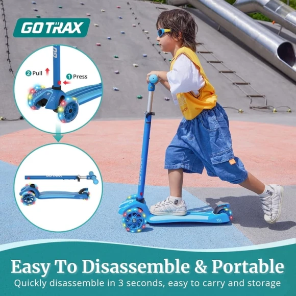 Kids Kick Scooter with LED Wheels and Adjustable Handlebars, Gotrax
