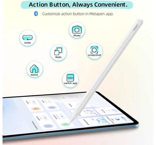 Metapen Pencil A11 for iPad 6th-11th Gen, Fast Charge Stylus with Bluetooth, Metapen