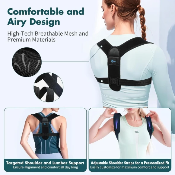 Adjustable Back Brace for Posture Support, GROKIE