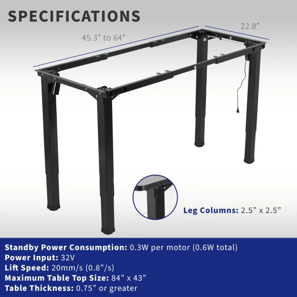 Electric 4-Leg Dual Motor Standing Desk Frame — Standing Desk, VIVO
