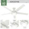 Превью Indoor Ceiling Fan With Light, Remote, 60-inch, Fresh White, Casual-style, Hunter